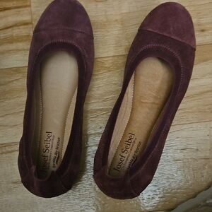 Josef Seibel Pippa Burgundy Suede Cap Toe Ballet Flats